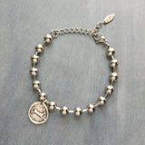 Large Ball Chain Bracelet, 8mm big silver ball bracelet, large bead punk chain, stainless steel thick chunky bracelet, rabbit horse charm