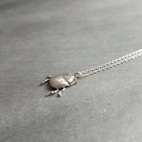 Little Silver Bug Necklace, small beetle pendant thin delicate 18in chain, rose June bug, sterling silver chain opt, 3D insect charm jewelry