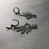 Black Phoenix Bird Earrings, matte black finish earring, rustic black bird earrings, mythical creature, large lightweight birds, rising bird