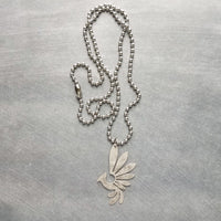 Silver Phoenix Necklace, stainless steel ball chain, antique silver bird pendant, mythical creature, large lightweight rising bird charm