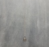 Little Silver Bug Necklace, small beetle pendant thin delicate 18in chain, rose June bug, sterling silver chain opt, 3D insect charm jewelry