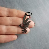 Black Phoenix Bird Earrings, matte black finish earring, rustic black bird earrings, mythical creature, large lightweight birds, rising bird