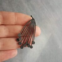 Matte Black Dangle Earrings, black cluster ball pod, organic drop, all black earring, matt black hooks, lightweight floral bunch, allium