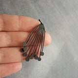 Matte Black Dangle Earrings, black cluster ball pod, organic drop, all black earring, matt black hooks, lightweight floral bunch, allium