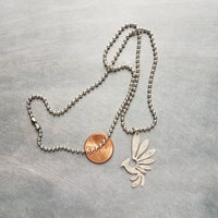 Silver Phoenix Necklace, stainless steel ball chain, antique silver bird pendant, mythical creature, large lightweight rising bird charm