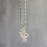 Silver Phoenix Necklace, stainless steel ball chain, antique silver bird pendant, mythical creature, large lightweight rising bird charm
