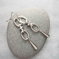 Long Oval Drop Earrings, stainless steel earring, hypoallergenic jewelry, chunky silver earring, 2 inch drop earring, silver dangle teardrop