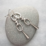 Long Oval Drop Earrings, stainless steel earring, hypoallergenic jewelry, chunky silver earring, 2 inch drop earring, silver dangle teardrop