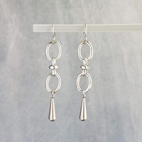 Long Oval Drop Earrings, stainless steel earring, hypoallergenic jewelry, chunky silver earring, 2 inch drop earring, silver dangle teardrop