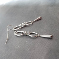 Long Oval Drop Earrings, stainless steel earring, hypoallergenic jewelry, chunky silver earring, 2 inch drop earring, silver dangle teardrop