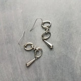 Long Oval Drop Earrings, stainless steel earring, hypoallergenic jewelry, chunky silver earring, 2 inch drop earring, silver dangle teardrop