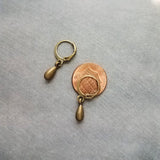 Antique Brass Huggie Hoop Earrings, small lever back tear drop earrings, simple teardrop earring, little bronze earring, rustic dangle