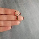 Antique Brass Huggie Hoop Earrings, small lever back tear drop earrings, simple teardrop earring, little bronze earring, rustic dangle