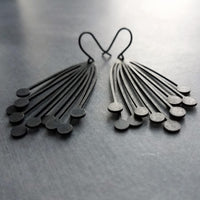 Matte Black Dangle Earrings, black cluster ball pod, organic drop, all black earring, matt black hooks, lightweight floral bunch, allium