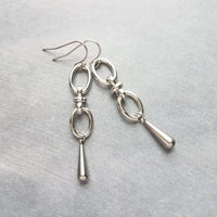Long Oval Drop Earrings, stainless steel earring, hypoallergenic jewelry, chunky silver earring, 2 inch drop earring, silver dangle teardrop