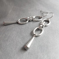 Long Oval Drop Earrings, stainless steel earring, hypoallergenic jewelry, chunky silver earring, 2 inch drop earring, silver dangle teardrop