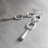 Long Oval Drop Earrings, stainless steel earring, hypoallergenic jewelry, chunky silver earring, 2 inch drop earring, silver dangle teardrop
