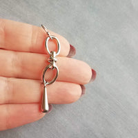 Long Oval Drop Earrings, stainless steel earring, hypoallergenic jewelry, chunky silver earring, 2 inch drop earring, silver dangle teardrop