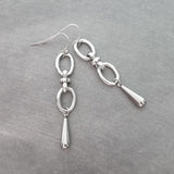 Long Oval Drop Earrings, stainless steel earring, hypoallergenic jewelry, chunky silver earring, 2 inch drop earring, silver dangle teardrop