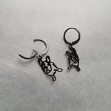Black French Bulldog Earrings, black dog earrings, Frenchie dog outline, cut out earring, lever back hoop, small black hoops, Boston Terrier breeder