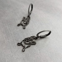 Black French Bulldog Earrings, black dog earrings, Frenchie dog outline, cut out earring, lever back hoop, small black hoops, Boston Terrier breeder
