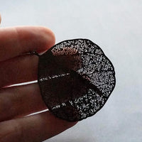 Large Gunmetal Earrings, big lightweight leaf earrings, coral earring, filigree earring, sea fan earring, organic shape, see through dangles