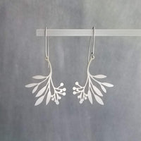 Silver Branch Earrings, stainless steel floral earring, silver plant earring, tree leaf earring, hypoallergenic jewelry, silver stick dangle