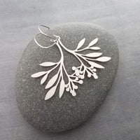 Silver Branch Earrings, stainless steel floral earring, silver plant earring, tree leaf earring, hypoallergenic jewelry, silver stick dangle