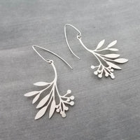 Silver Branch Earrings, stainless steel floral earring, silver plant earring, tree leaf earring, hypoallergenic jewelry, silver stick dangle