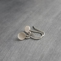 Little Silver Disk Earrings, tiny silver tags, silver pewter style, antique silver dangles, small silver dangle, lightweight rustic oxidized