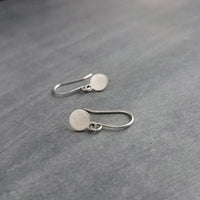 Little Silver Disk Earrings, tiny silver tags, silver pewter style, antique silver dangles, small silver dangle, lightweight rustic oxidized