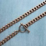 Antique Copper Chunky Chain Necklace, Miami chain, front clasp, OT toggle clasp, aged copper curb chain, heavy copper chain, thick copper chain