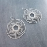 Spindly Round Earrings, hypoallergenic jewelry, silver earrings, lightweight earrings, cut out big earrings, mushroom earrings, radial lines
