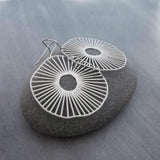 Spindly Round Earrings, hypoallergenic jewelry, silver earrings, lightweight earrings, cut out big earrings, mushroom earrings, radial lines