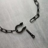 Matte Black Chunky Necklace, matt black chain, thick front clasp necklace, large oval paperclip chain, screw shackle big horseshoe clasp