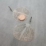 Large Gunmetal Earrings, big lightweight leaf earrings, coral earring, filigree earring, sea fan earring, organic shape, see through dangles