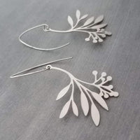 Silver Branch Earrings, stainless steel floral earring, silver plant earring, tree leaf earring, hypoallergenic jewelry, silver stick dangle