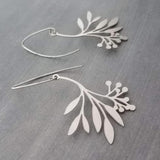 Silver Branch Earrings, stainless steel floral earring, silver plant earring, tree leaf earring, hypoallergenic jewelry, silver stick dangle