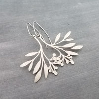 Silver Branch Earrings, stainless steel floral earring, silver plant earring, tree leaf earring, hypoallergenic jewelry, silver stick dangle