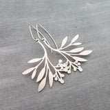 Silver Branch Earrings, stainless steel floral earring, silver plant earring, tree leaf earring, hypoallergenic jewelry, silver stick dangle