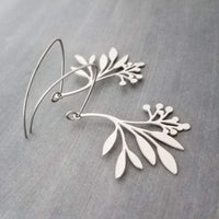 Silver Branch Earrings, stainless steel floral earring, silver plant earring, tree leaf earring, hypoallergenic jewelry, silver stick dangle