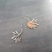 Silver Branch Earrings, stainless steel floral earring, silver plant earring, tree leaf earring, hypoallergenic jewelry, silver stick dangle