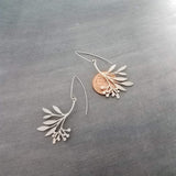 Silver Branch Earrings, stainless steel floral earring, silver plant earring, tree leaf earring, hypoallergenic jewelry, silver stick dangle