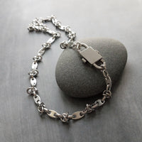 Barbed Wire Necklace, large silver front clasp, stainless steel chain, mariner chain, knotted chain, double end clasp, chunky silver chain