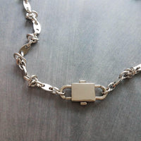 Barbed Wire Necklace, large silver front clasp, stainless steel chain, mariner chain, knotted chain, double end clasp, chunky silver chain