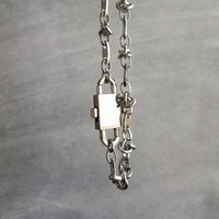 Barbed Wire Necklace, large silver front clasp, stainless steel chain, mariner chain, knotted chain, double end clasp, chunky silver chain