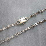 Barbed Wire Necklace, large silver front clasp, stainless steel chain, mariner chain, knotted chain, double end clasp, chunky silver chain