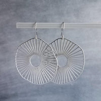 Spindly Round Earrings, hypoallergenic jewelry, silver earrings, lightweight earrings, cut out big earrings, mushroom earrings, radial lines
