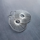 Spindly Round Earrings, hypoallergenic jewelry, silver earrings, lightweight earrings, cut out big earrings, mushroom earrings, radial lines