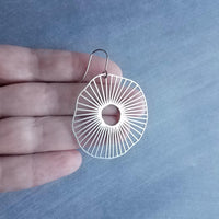 Spindly Round Earrings, hypoallergenic jewelry, silver earrings, lightweight earrings, cut out big earrings, mushroom earrings, radial lines